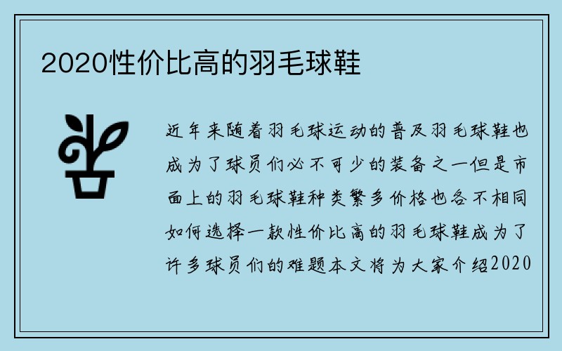 2020性价比高的羽毛球鞋