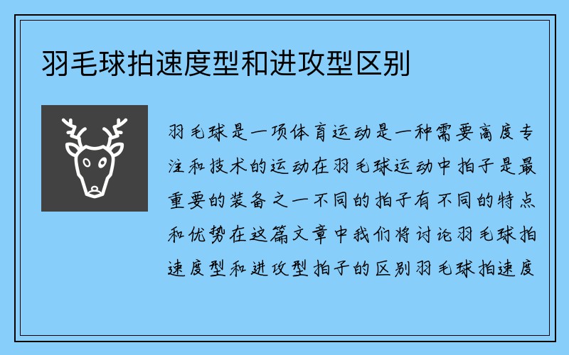 羽毛球拍速度型和进攻型区别