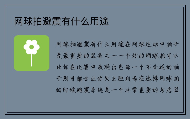 网球拍避震有什么用途